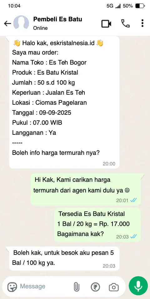 Pesan Es Kristal